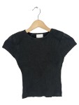 Vorschaubild 1 von T-Shirt Damen Gr. 34 XS Schwarz Rippstrick Kurzarm