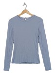 Vorschaubild 1 von Langarmshirt gerippt hellblau Damen Gr. 38 Basic Shirt