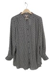 Vorschaubild 1 von Hemdbluse Damen Gr. 42 XL schwarz weiß geometrisches Muster Langarm Bluse