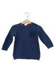 Vorschaubild 1 von Pullover Strickpullover Blau mit Knöpfen und Brusttasche Gr. 74