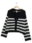 Vorschaubild 1 von Strickjacke Gr. 38 schwarz-weiß gestreift Damen