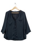 Vorschaubild 1 von Bluse schwarz Gr. 40 Langarm V-Ausschnitt mit Brusttaschen