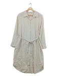 Vorschaubild 1 von Hemdblusenkleid Gr. 40 Beige Leinen Baumwolle Langarm Blusenkleid