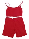 Vorschaubild 1 von Twin Set Rot Gerippt Gr. 40 L Top und Shorts Sommer