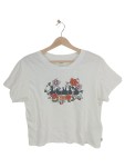 Vorschaubild 1 von T-Shirt Damen Weiß Blumen Print Logo Shirt Gr. 34 XS