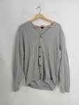 Vorschaubild 2 von Strickjacke Herren Grau Gr. 50/M Baumwolle Uni Casual Langarm Freizeit