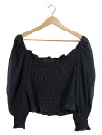 Vorschaubild 1 von Bluse schwarz gesmokt Puffärmel eckiger Ausschnitt Gr. 44