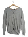 Vorschaubild 1 von Strickjacke Herren Grau Gr. 50/M Baumwolle Uni Casual Langarm Freizeit