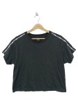 Vorschaubild 1 von T-Shirt Schwarz Damen Gr. 36 S Logo Tape Ärmelstreifen Baumwolle