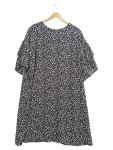 Vorschaubild 1 von Freizeitkleid Schwarz Weiß Muster Kurzarm Gr. 50 Damen Midikleid