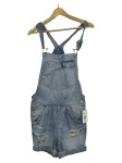 Vorschaubild 1 von Latzhose Denim Shorts Damen Gr. 36 Blau Destroyed Look Jeans Latzhose