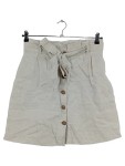 Vorschaubild 1 von A-Linienrock Damen Gr. 38 Beige Leinen Knopfleiste Bindegürtel Sommerrock