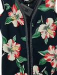 Vorschaubild 5 von Cocktailkleid Gr. 38 M Schwarz Blumenmuster V-Ausschnitt Lederdetails