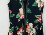 Vorschaubild 6 von Cocktailkleid Gr. 38 M Schwarz Blumenmuster V-Ausschnitt Lederdetails