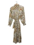 Vorschaubild 1 von Blusenkleid Damen Gr. 36 S Maxikleid Tropenmuster Beige Viskose