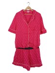 Vorschaubild 1 von Schlafanzug Damen Pink Gr. 40/L Viskose Grafisch Feminin Knopf