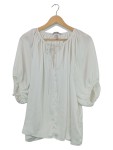 Vorschaubild 1 von Bluse Weiß V-Ausschnitt mit Bindeband Damen Gr. 40