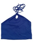 Vorschaubild 1 von Bikini Oberteil Blau Rippstrick Neckholder Träger Top Gr. 38 M