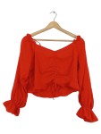 Vorschaubild 1 von Bluse Rot mit Raffung und Bindeband Gr. 42