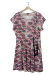 Vorschaubild 1 von Sommerkleid Blumenmuster Kurzarm mit Bindegürtel Gr. 44