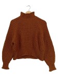 Vorschaubild 1 von Pullover Damen Rollkragen Strickpullover Rostbraun Gr. 36 S