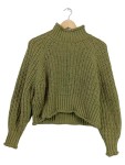 Vorschaubild 1 von Damen Pullover Rollkragen Grobstrick Grün Gr. 36 S Warm Casual