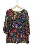 Vorschaubild 1 von Damen Bluse Blumenmuster Floral Schwarz Bunt Gr. 42 Viskose