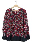Vorschaubild 1 von Bluse Langarm Blumen Muster Schwarz Rot Weiß Gr. 44