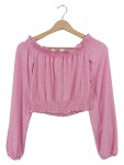 Vorschaubild 1 von Carmenbluse Off-Shoulder Rosa Lochstickerei Gr. 34 XS