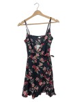 Vorschaubild 1 von Sommerkleid Blumenmuster schwarz pink Gr. 34 XS Viskose Kleid