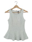 Vorschaubild 1 von Spitzen Top weiß Peplum Look Reißverschluss hinten Gr. 36 S