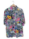 Vorschaubild 1 von Hemdbluse Damen Gr. 42 XL Kurzarm Grafisch Mehrfarbig Viskose