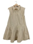 Vorschaubild 1 von Hemdblusenkleid ärmellos Baumwolle Uni Beige Gr. 40 L Sommer