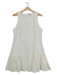 Vorschaubild 1 von Cocktailkleid elegant weiß ärmellos Falten Midikleid Gr. 40 L