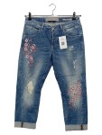 Vorschaubild 1 von Jeans Tapered Fit Damen W27 S Blau Blumenstickerei Destroyed