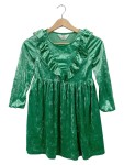 Vorschaubild 1 von Festliches Kleid Grün Rüschen Samt Gr. 122 Kinder Mädchen Samtkleid