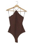 Vorschaubild 1 von Badeanzug Neckholder Glitzer Braun Gr. 36 Glamourös Damen