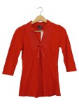 Vorschaubild 1 von Blusenkleid Tunika Rot Spitze Schleife Damen Gr. 34 XS Baumwolle