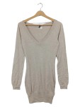 Vorschaubild 1 von Strickkleid Beige V-Ausschnitt Langarm Damen Gr. 34 XS Basic
