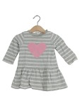 Vorschaubild 1 von Langarm Kleid Freizeitkleid Gr 74 Grau Gestreift Herz Motiv