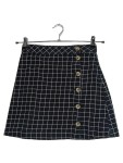 Vorschaubild 1 von Minirock A-Linienrock Kariert Schwarz Weiß Knopfleiste Gr. 34 XS Damen