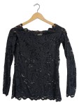 Vorschaubild 1 von Bluse Damen Gr. 38 M Schwarz Schulterfrei Spitzenbluse Langarm Top