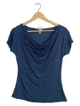 Vorschaubild 1 von T-Shirt Wasserfall-Ausschnitt Blau Damen Gr. 36 S