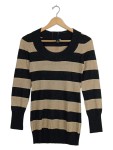 Vorschaubild 1 von Damen Pullover Gestreift Schwarz Gold Glitzer Gr. 34 XS Rundhals Casual