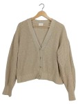 Vorschaubild 1 von Strickjacke Cardigan Damen Gr. 42 Beige Grobstrick V-Ausschnitt Knöpfe
