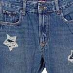 Vorschaubild 4 von Ripped Jeans Kinder Blau Gr. 152 Baumwolle Sterne Casual 35 cm