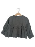Vorschaubild 2 von Hemdbluse Kinder Schwarz Gr. 116 Baumwolle Uni Casual Langarm Freizeit