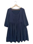Vorschaubild 1 von Hemdblusenkleid Damen Schwarz Gr. 42 Midikleid Falten Knopfleiste