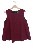 Vorschaubild 1 von Damen Bluse ärmellos elegant rot Gr. 42/XL Reißverschluss Freizeit