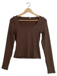 Vorschaubild 1 von Langarmshirt Damen Rippstrick Braun mit Spitze Gr. 38 M